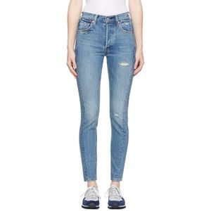 Levi’s 501 skinny altered jeans with centre seam at back